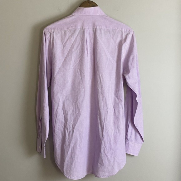 VINTAGE LACOSTE BY IZOD Mens Pink Check Button Up Long Sleeve Shirt Size 15-33 - Picture 7 of 9